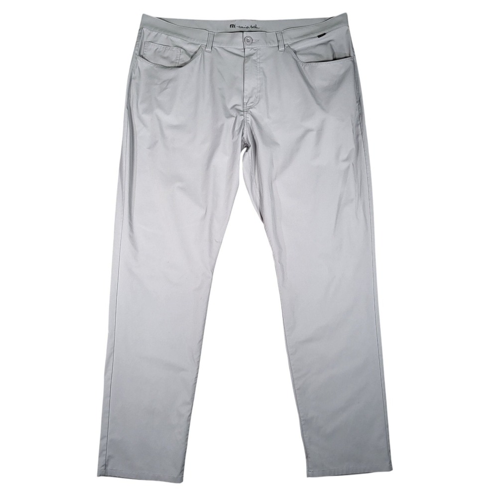 TravisMathew Pants Mens 40 (Fits 41x32) Open to Air Straight Grey Golf Chino